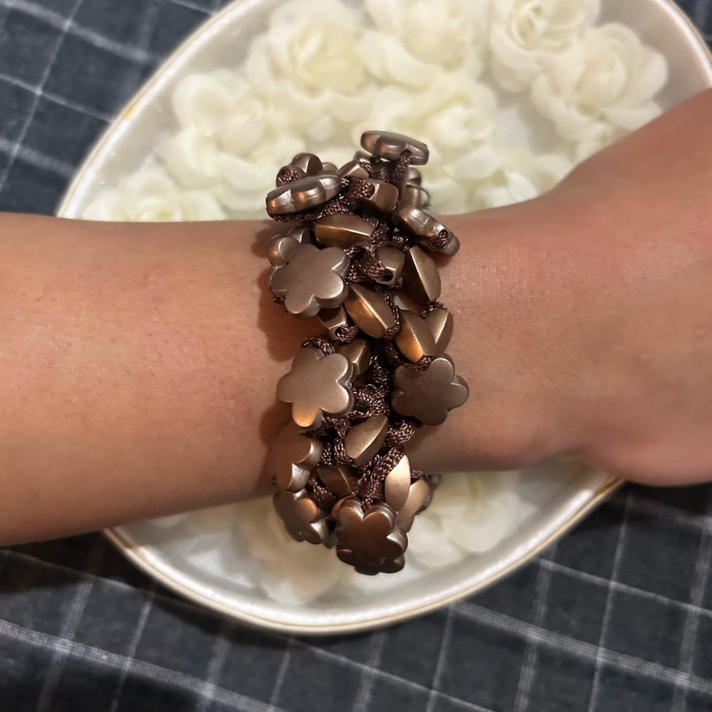 Elegant Floral Bronze Bracelet
